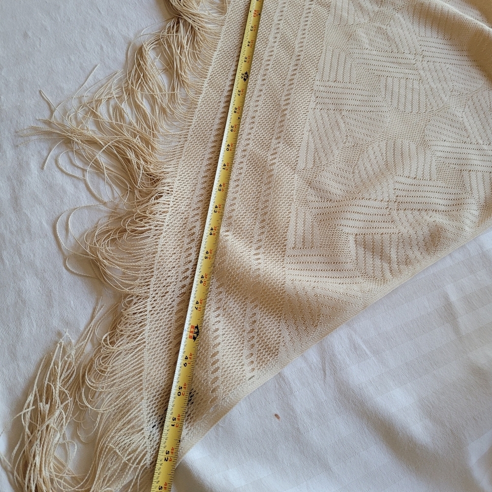 Elegant Cream Scarf with Fringe - Picture 6 of 7